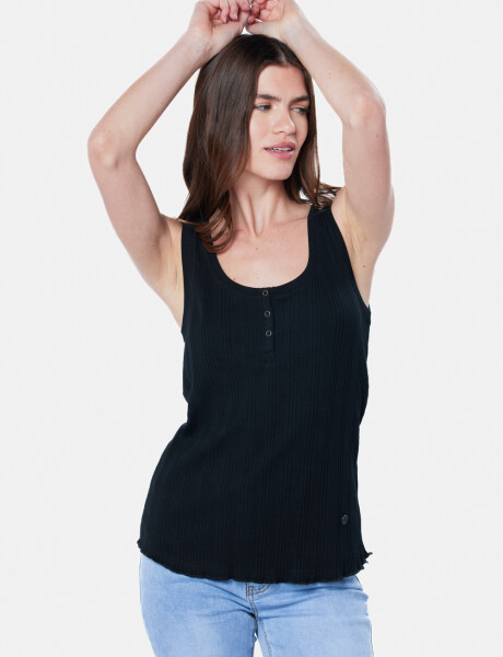 MUSCULOSA RIB CON BOTONES Negro