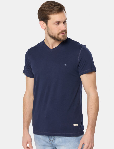 REMERA LISA ESCOTE V Azul