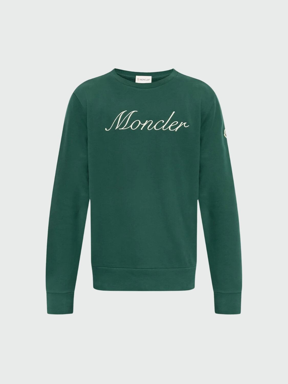 Moncler - Sudadera de Algodón con Logotipo Bordado Verde