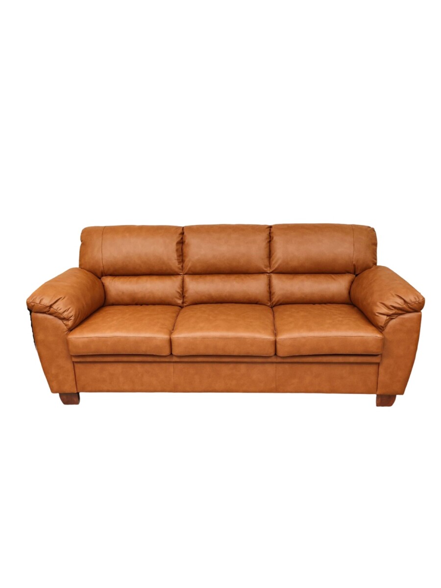 SOFA 3 CUERPOS - MODELO ALIAS - TAPIZADO EN CUERO - COLOR MARRON CLARO 