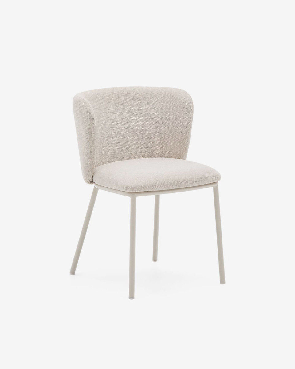 Silla Ciselia de chenilla beige y acero beige FSC Mix Credit 