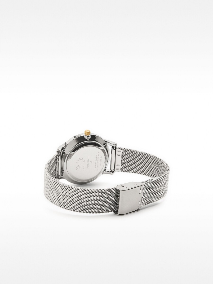 Reloj Pulsera De Malla Metálica De Acero plateado