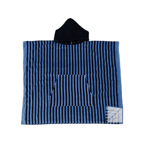 Bata Poncho Velour Estampadas 100 x 90 cm RAYAS AZUL/CELESTE