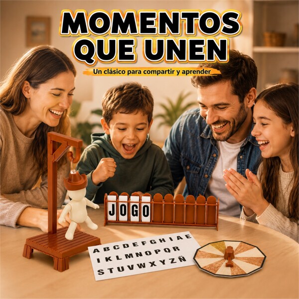 Juego de Mesa Ahorcado con Letras y Piezas de Encastre Marrón