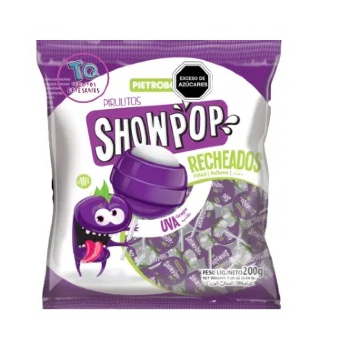 Chupetin relleno Showpop 480g/24 unidades Uva 