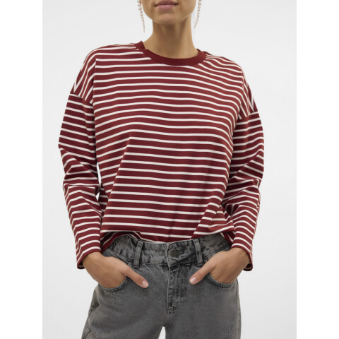 VMABBY LS O-NECK TOP JRS CORE-12 1 Fired Brick/Stripes SNOW WH