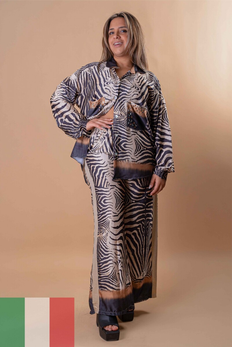 Pantalón de seda animal print 