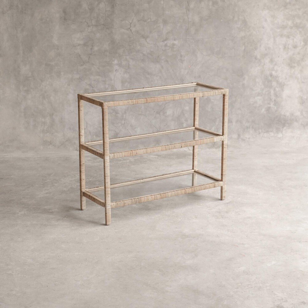 CONSOLA RATTAN-MADERA-Y-VIDRIO NATURAL-BEIGE VITTORIA NATURAL