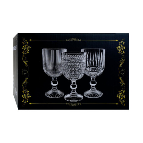 Set de copas de vidrio labrado para agua 6 unidades 250ml Set de copas de vidrio labrado para agua 6 unidades 250ml