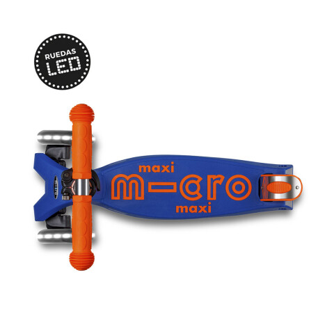 Monopatín Micro Maxi Plegable Neón LED Ajustable con 3 Ruedas NARANJA