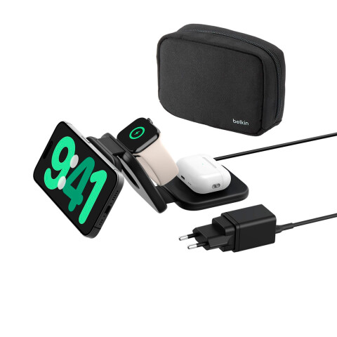 Belkin Cargador Inalambrico 3 en 1 Viajero 15W - Black Belkin Cargador Inalambrico 3 en 1 Viajero 15W - Black