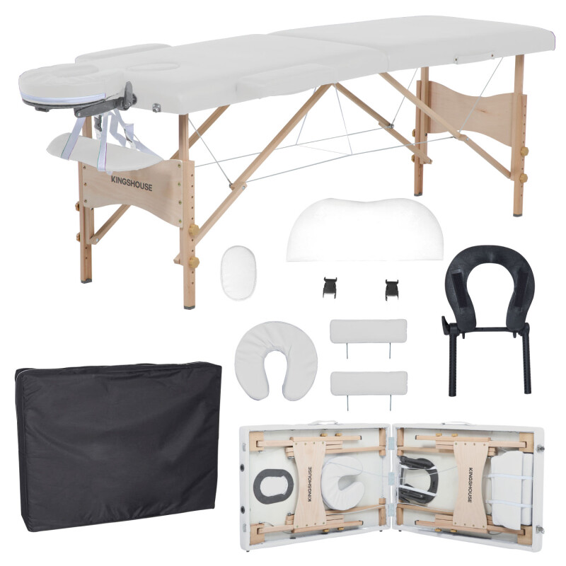 Cama Camilla Masajes Portatil Plegable 2 Secciones Blanco