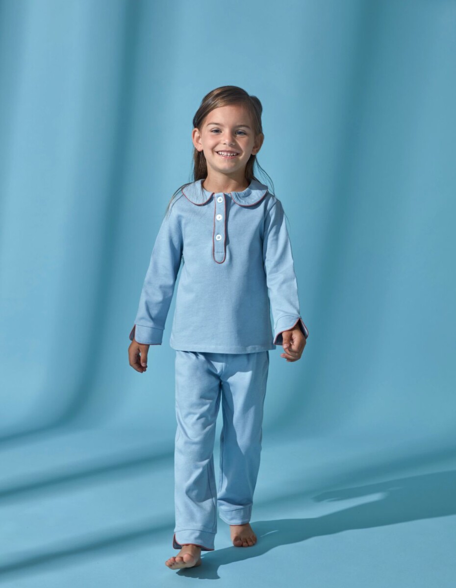 Pijama De Jersey Con Vivos En Contraste - Azul 