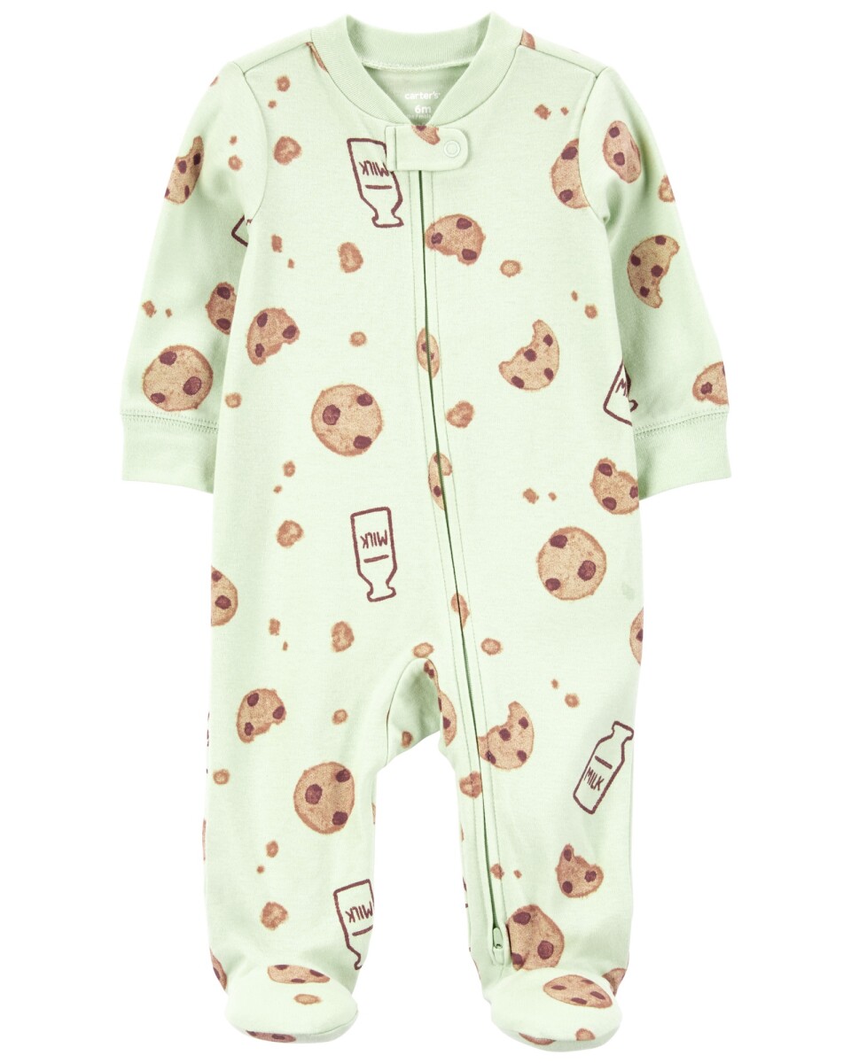 Pijama una pieza de algodón, con pie, diseño galletas 