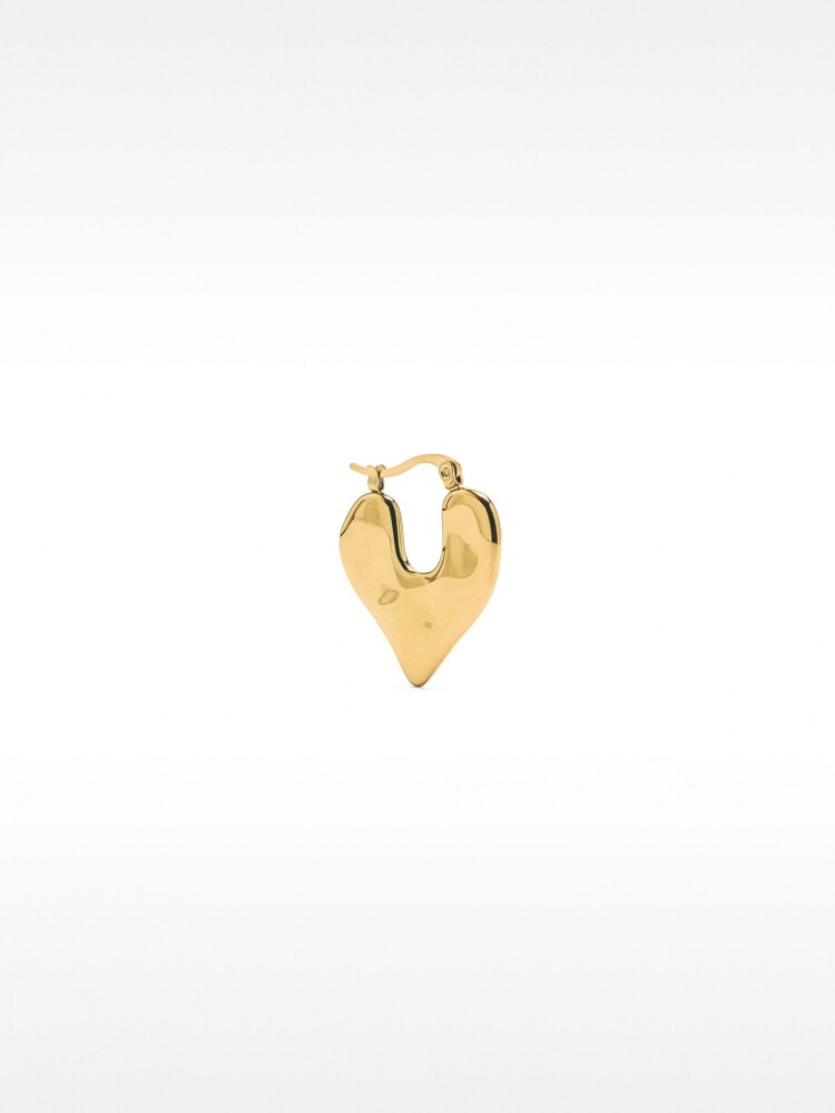 Pendiente Individual Con Corazón En Relieve - Acero Inoxidable dorado