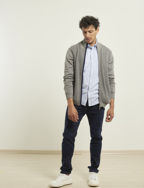 470589 CARDIGAN PUNTO HARRINGTON LABEL Gris