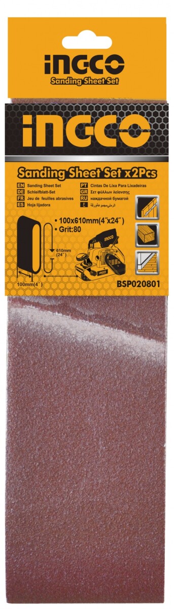 LIJA SET 2 LIJAS EN BANDA P LIJADORA INDUST PBS12001 INGCO G80 100X610MM 