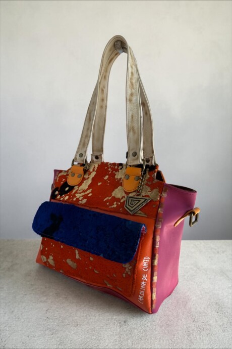 Cartera LIRA Línea Dubai Naranja Y Azul Con Arte Cartera LIRA Línea Dubai Naranja Y Azul Con Arte