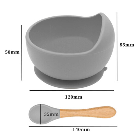 Set X10p Plato Comer Bebe Silicona+ Cubierto Vaso Gris