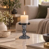 Candelabro Portavelas de Vidrio Color Humo 11,5 cm Candelabro Portavelas de Vidrio Color Humo 11,5 cm