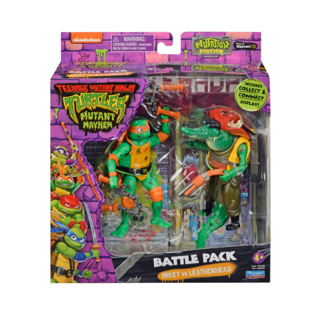 Tortugas Ninja Figura Articulada + Villano 11cm + Accesorios Mikey Vs Leatherhead