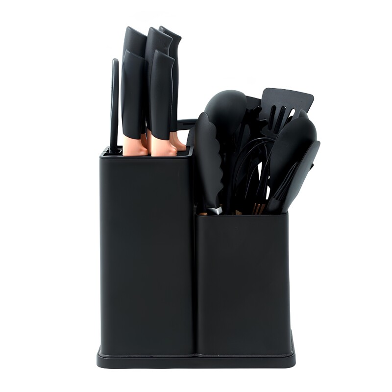 Set x 19 Utensilios de cocina en silicona libre de BPA Negro