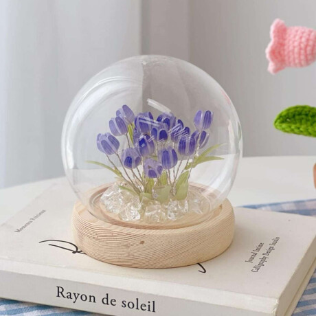 Lámpara Veladora Esfera de 10cm de Vidrio Tulipanes