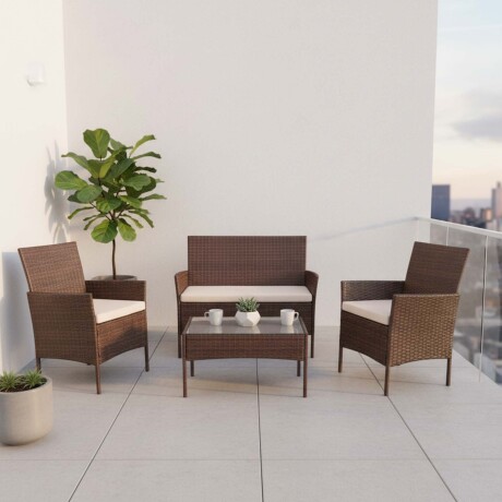 SET LIVING EXTERIOR RATTAN-SINTETICO-Y-ACERO MARRON APOLO