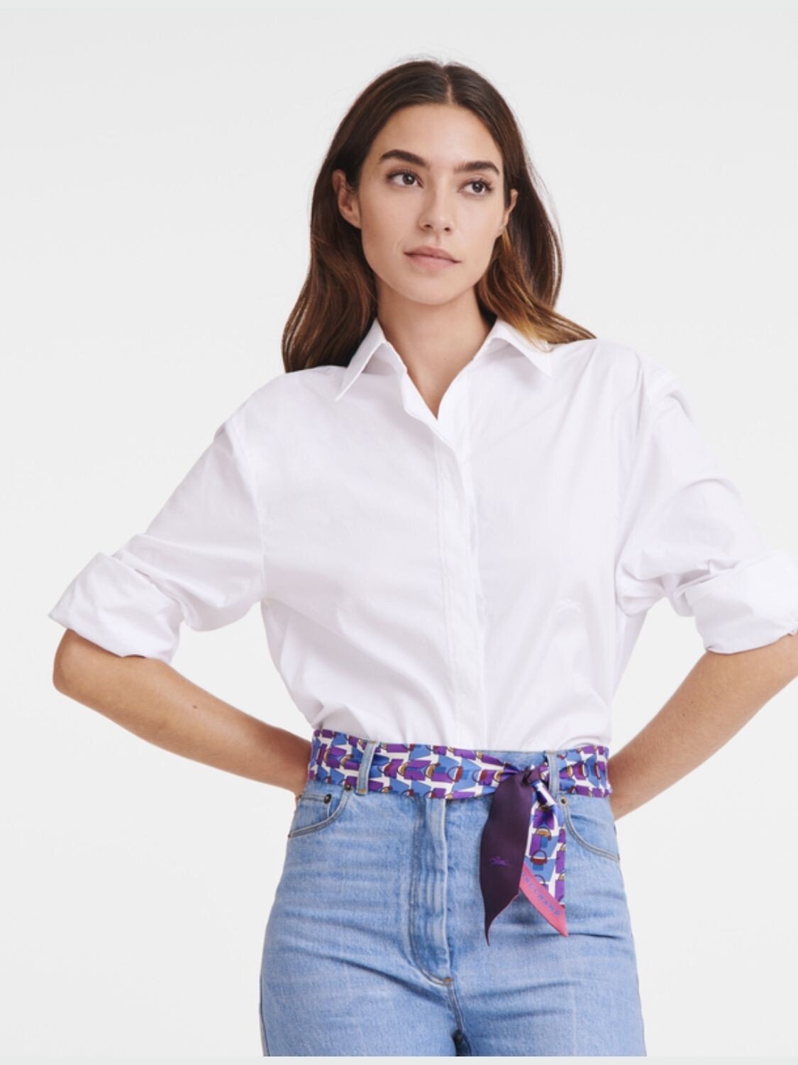Longchamp -Cinta de seda reversible, Longchamp Violeta