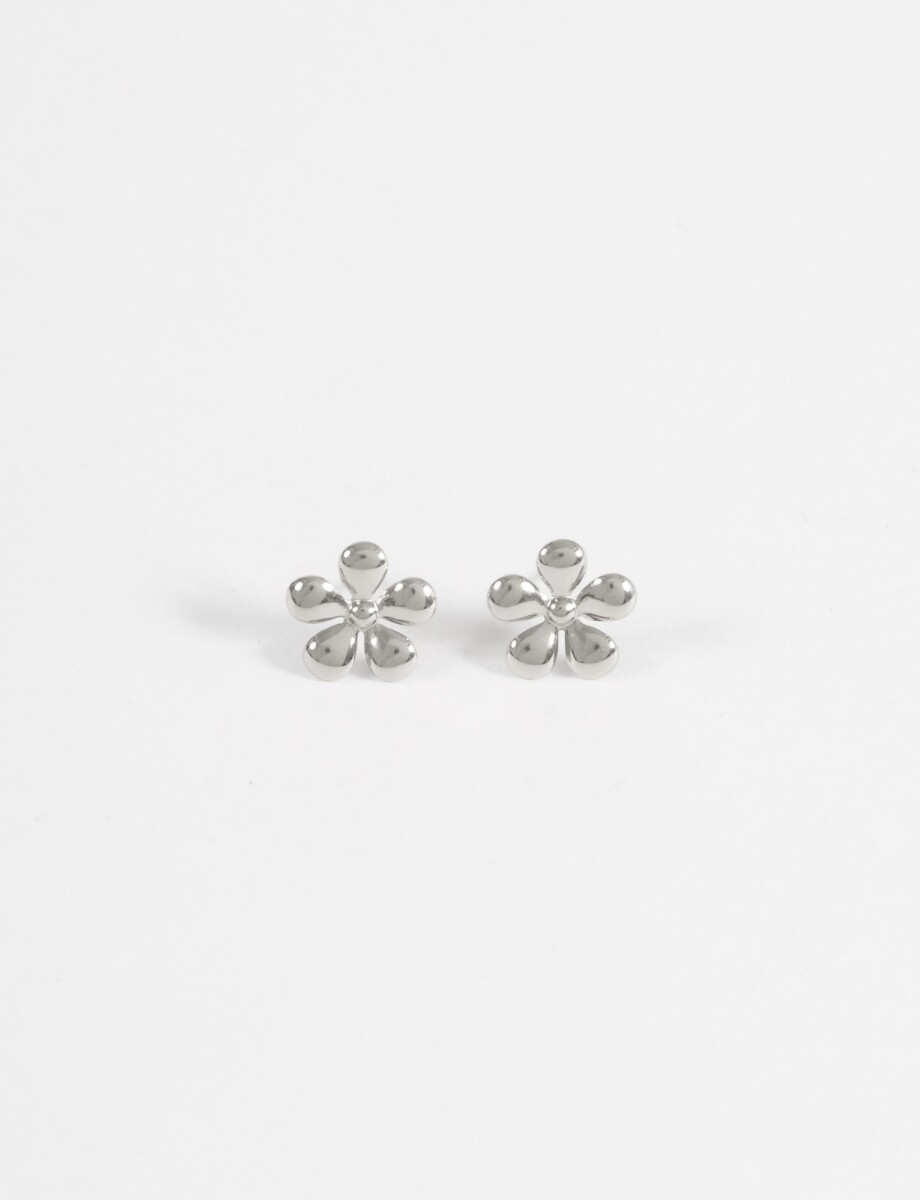 Caravanas flor acero - plateado 