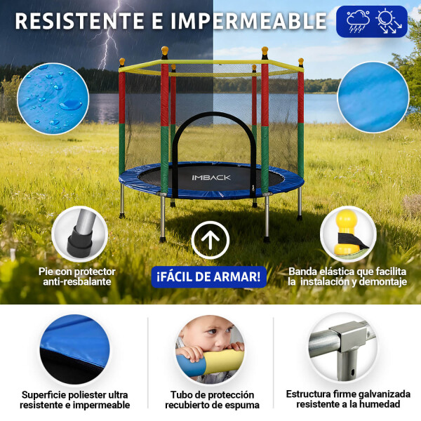 Cama Elastica de 1.40M Trampolin Saltarin con Red Proteccion y refuerzo seguridad IMBACK Color Azul Cama Elastica de 1.40M Trampolin Saltarin con Red Proteccion y refuerzo seguridad IMBACK Color Azul