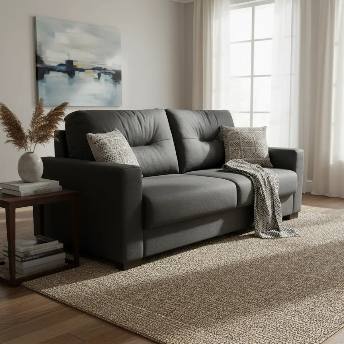 SOFA 3.5 CUERPOS 2.13mts - TELA LAVABLE - EASY CLEAN GRIS 