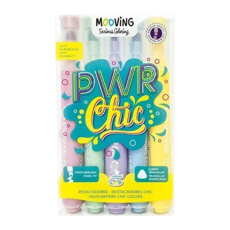 5 Resaltadores Color Chic Mooving 5 Resaltadores Color Chic Mooving