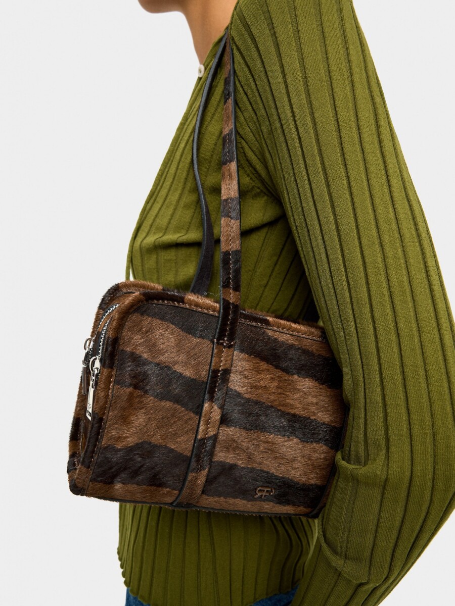 Bolso Bowling De Piel Estampado Animal marron