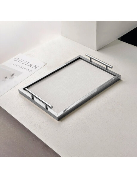 BANDEJA MDF/VIDRIO 34x24x6CM PLATA BANDEJA MDF/VIDRIO 34x24x6CM PLATA
