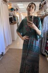 Vestido Manu de seda Tonos turquesa y bordó