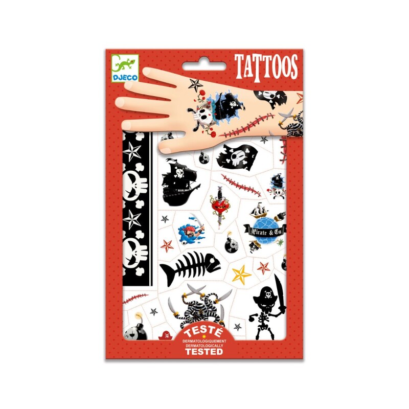 Set x50 Tatuajes removibles para niños Piratas