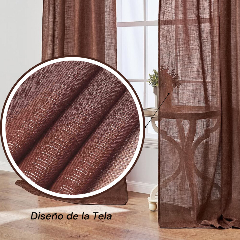 Cortina 2 Paños 106 X160 Cm Textura Lino Marrón