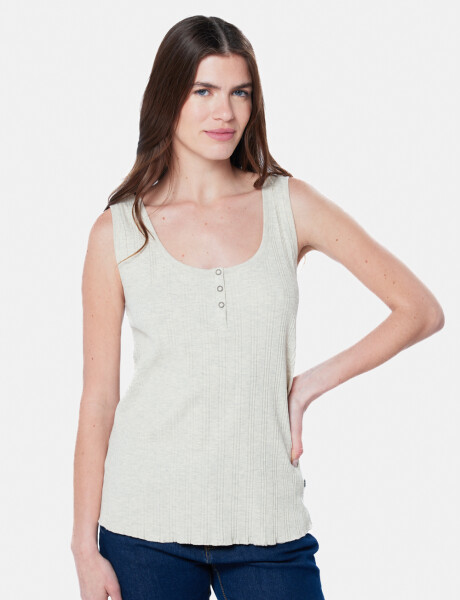 MUSCULOSA RIB CON BOTONES Beige