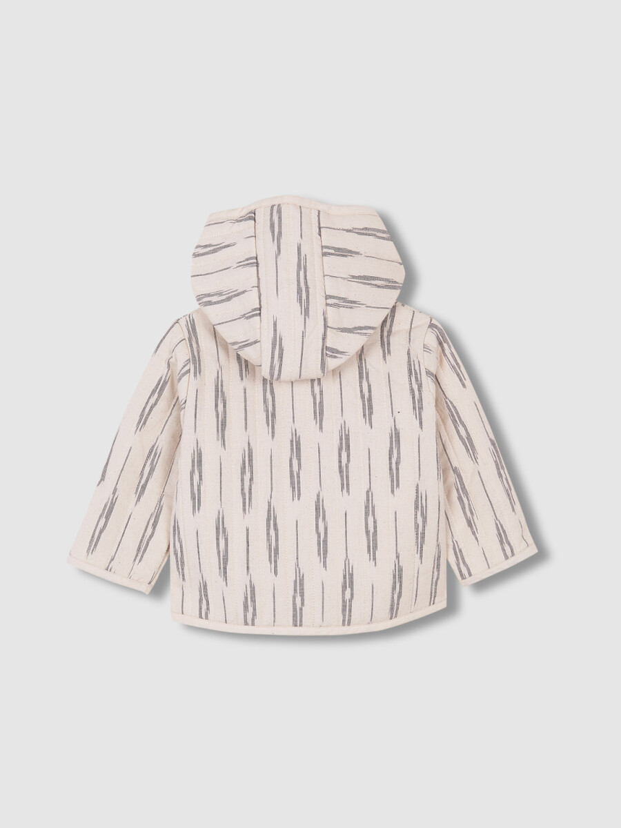 Abrigo Acolchado Estampado Ikat Blanco Roto