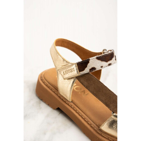 Sandalia Combinada Cuero Camel