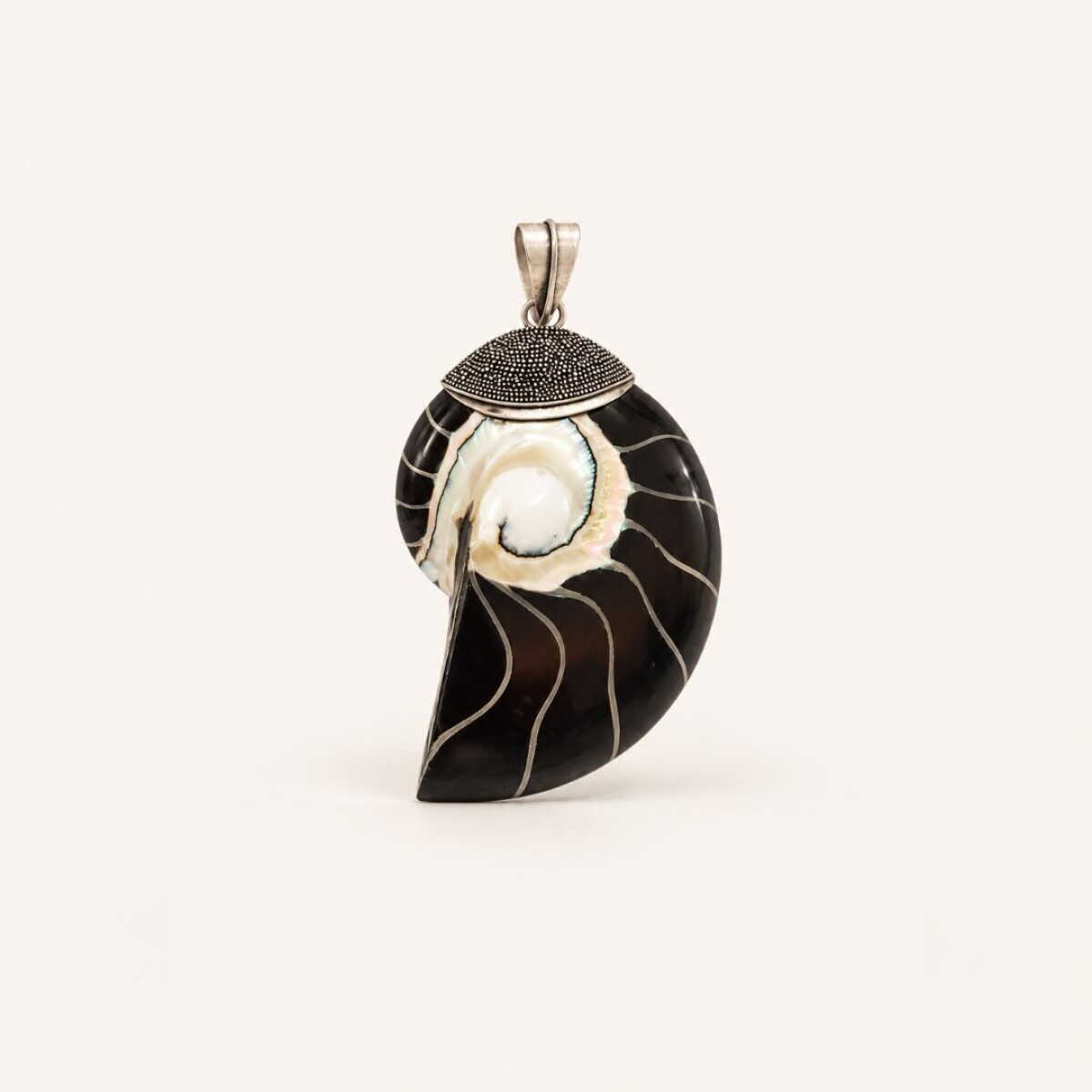 Colgante Caracol Fosilizado - Plata 925 