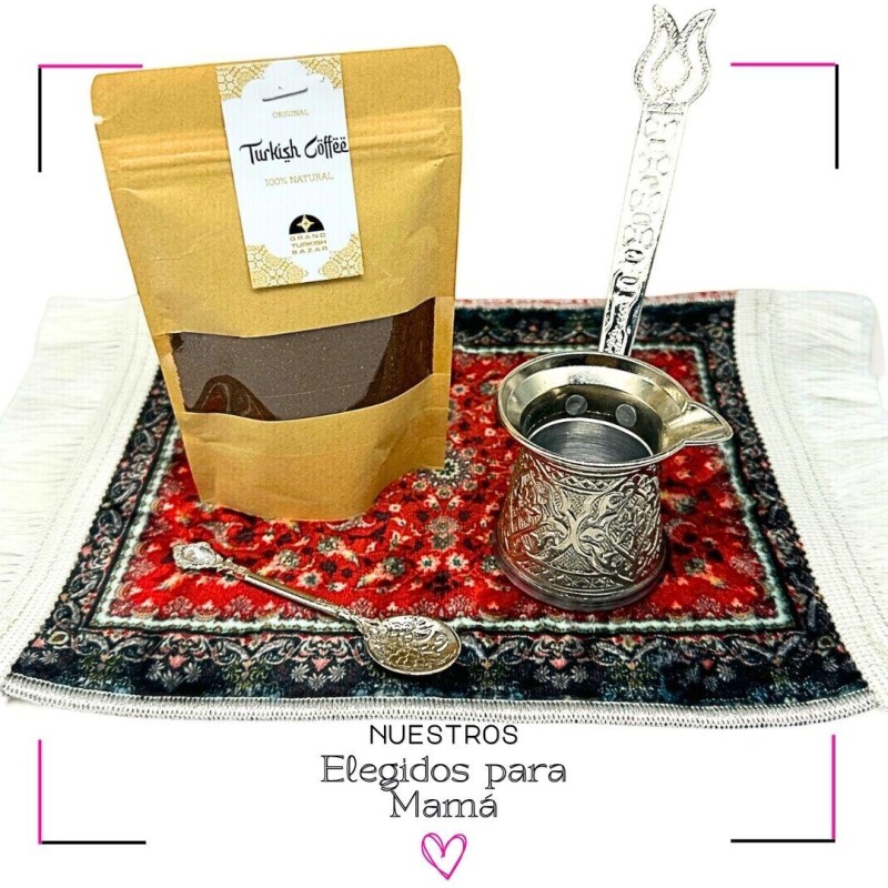 SET CAFÉ + CEZVE + CUCHARILLA Plateado