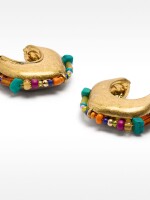 Pendientes De Aro Abiertos Con Abalorios Multicolor multicolor