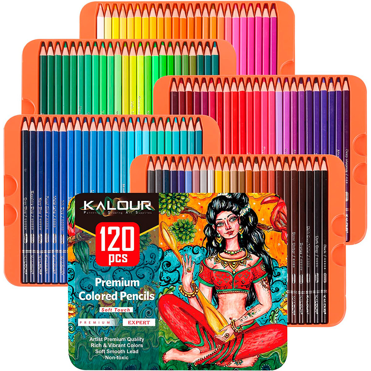 Lata Con 120 Lapices De Colores Artísticos Kalour 