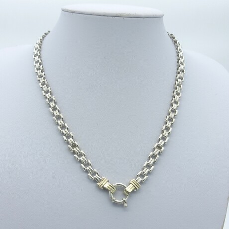 Gargantilla panter de plata 925 y double en oro 18 ktes, 50 cm. Gargantilla panter de plata 925 y double en oro 18 ktes, 50 cm.