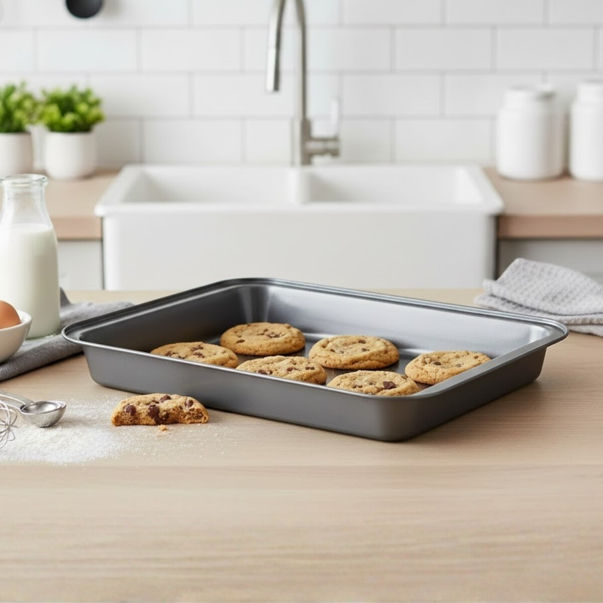 Asadera honda antiadherente rectangular 42 cm - GRIS 
