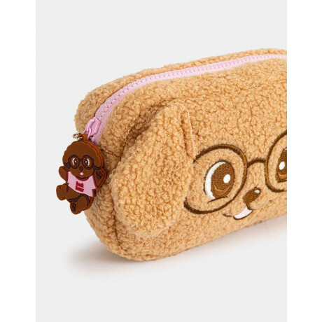 Cartuchera De Peluche Con Forma De Perrito Marron Medio