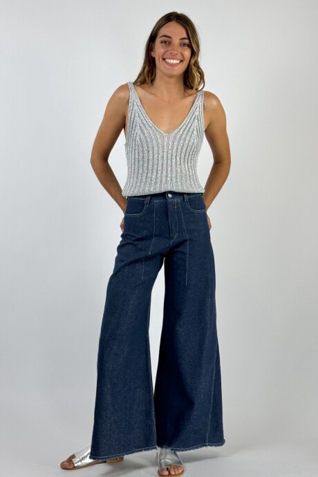 PANTALÓN JACINTO JEAN LAMINADO Plateado