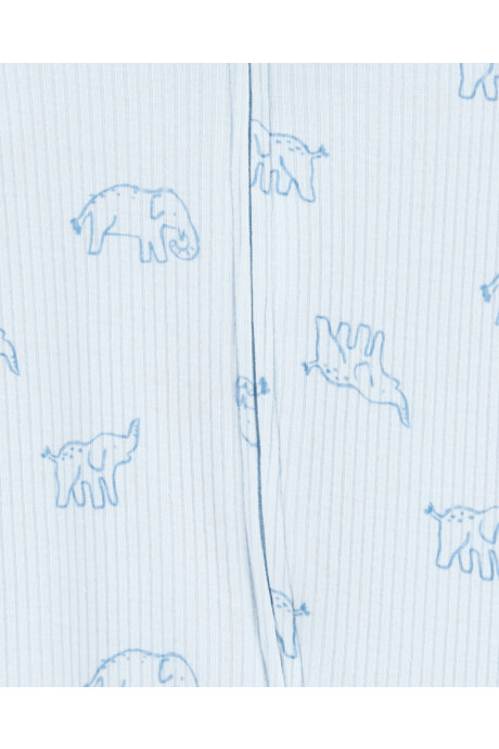 Pijama una pieza de algodón acanalado, con pie, diseño elefantes Sin color